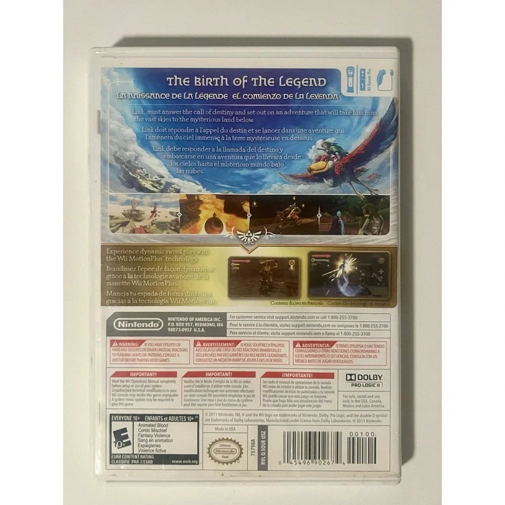 The Legend of Zelda Skyward Sword Nintendo Wii Video Game & Music CD 25th Ann